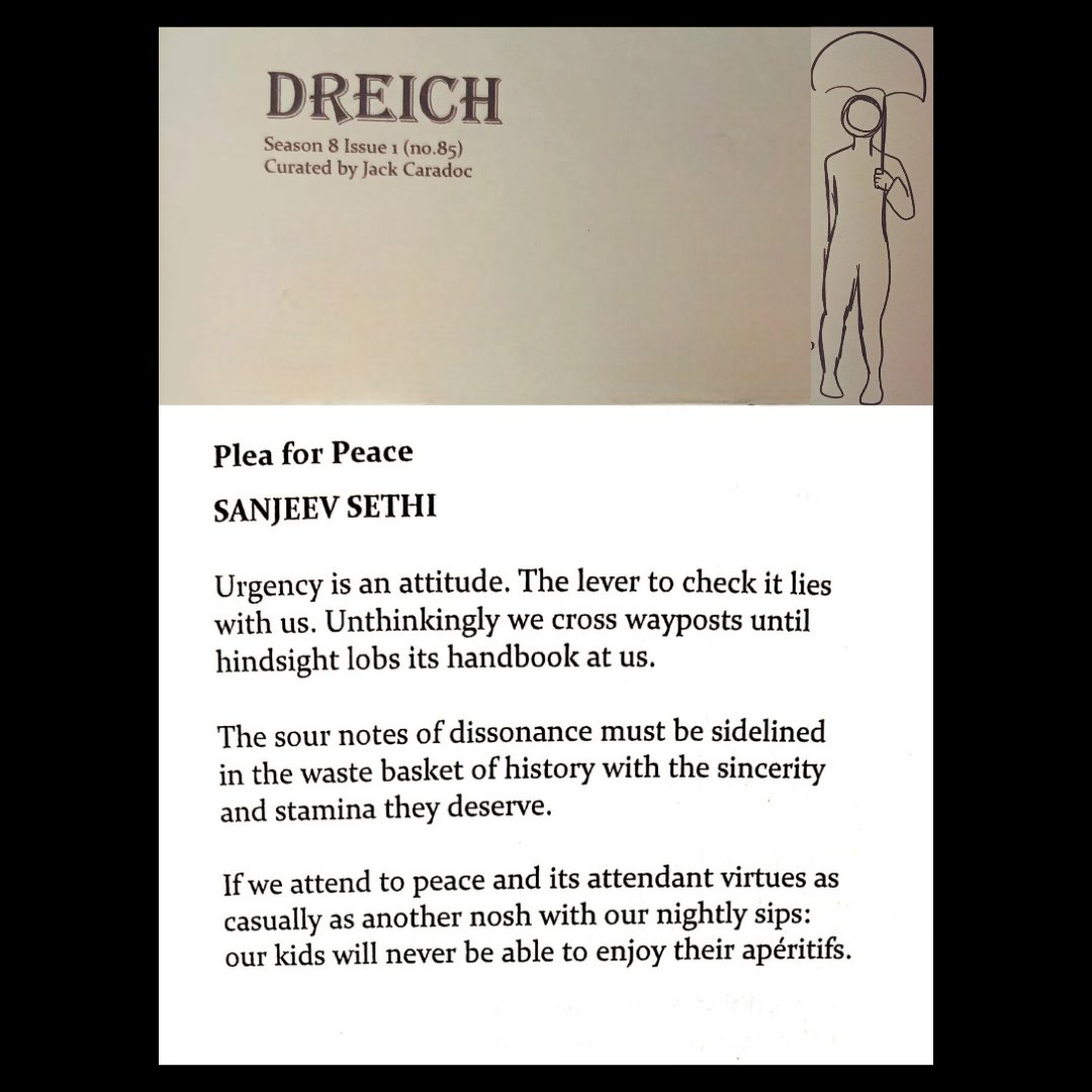 Scotland-based Dreich magazine published six of my poems in Season 8 Issue 1. 

I am posting Plea for Peace, the sixth poem. 

It had another outing at Amity Peace Poems, an anthology from Hawakal—my thanks to all concerned.