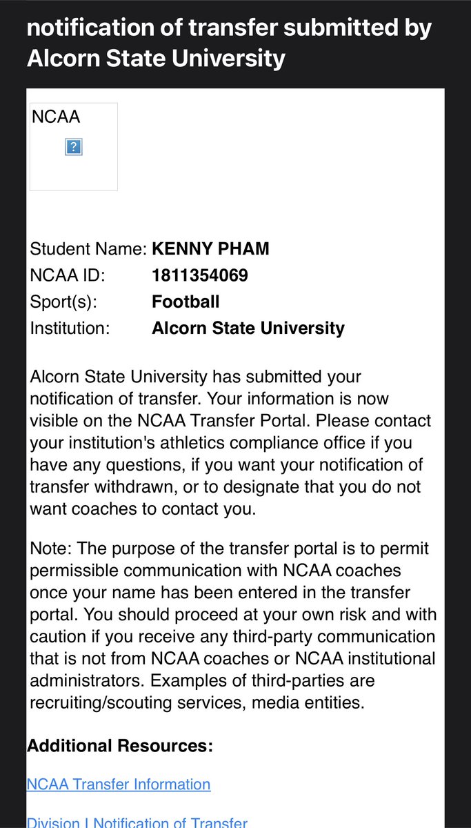 I have entered the Transfer Portal with 2 years of eligibility remaining! Thank you Alcorn family for everything! 💜 K/P looking for a new home! Film in hand! @HBCUSports1 @JuCoFootballACE @JUCOFFrenzy @hershbrothersk1