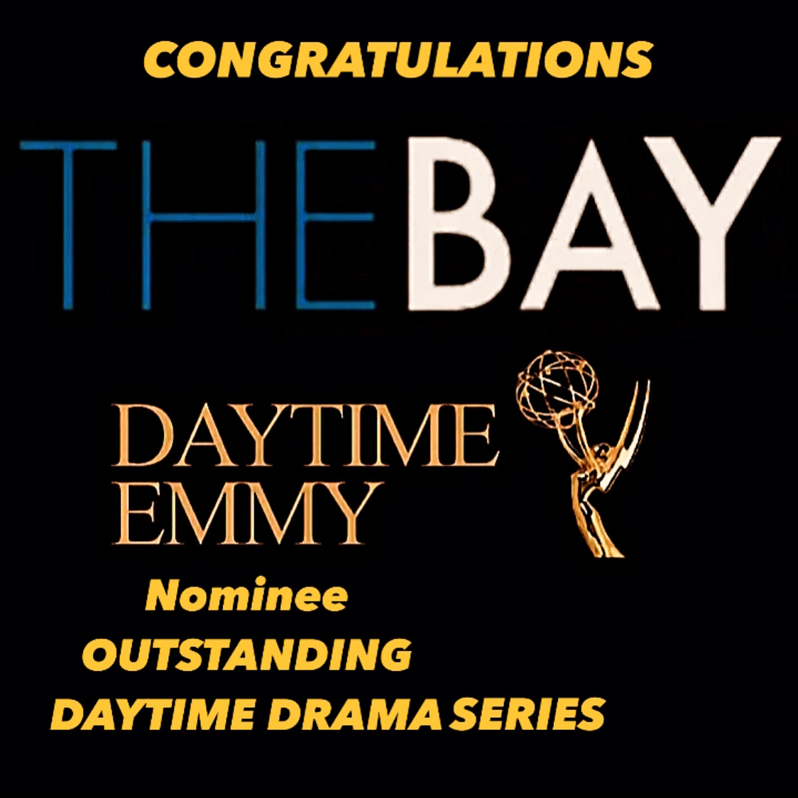 Congratulations to our entire team! We are honored to be nominated this year for Outstanding Daytime Drama Series! Congratulations to all of the nominees! #BingeTheBay @DaytimeEmmys