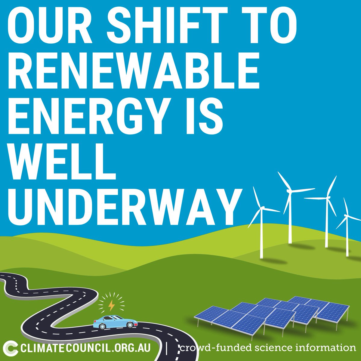 climatecouncil's tweet photo. Here’s some good news for your Friday that you might not know: Australia’s shift to clean energy has already begun!
Now it’s time to accelerate so we can ensure a safe and livable planet for generations to come.
Head here to learn more https://t.co/CynIdcdbFd
#SeizeTheDecade https://t.co/NeooVLsaxj