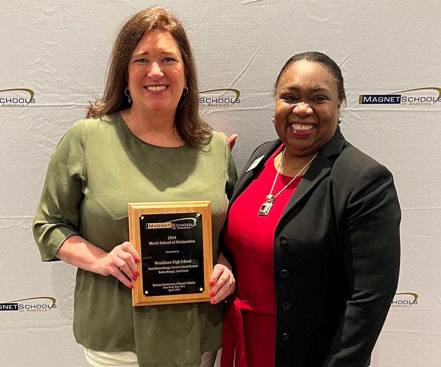 WoodlawnMagnet's tweet photo. Congratulations!  Woodlawn High’s Magnet Program was recognized by Magnet Schools of America with a Merit School of Distinction Award for 2024! Mrs. Watson received the award for Woodlawn at the MSA National Conference. @ebrpschools @WoodlawnHighBR @WoodlawnGifted @EbrMagnet https://t.co/SoUzIkzdlR