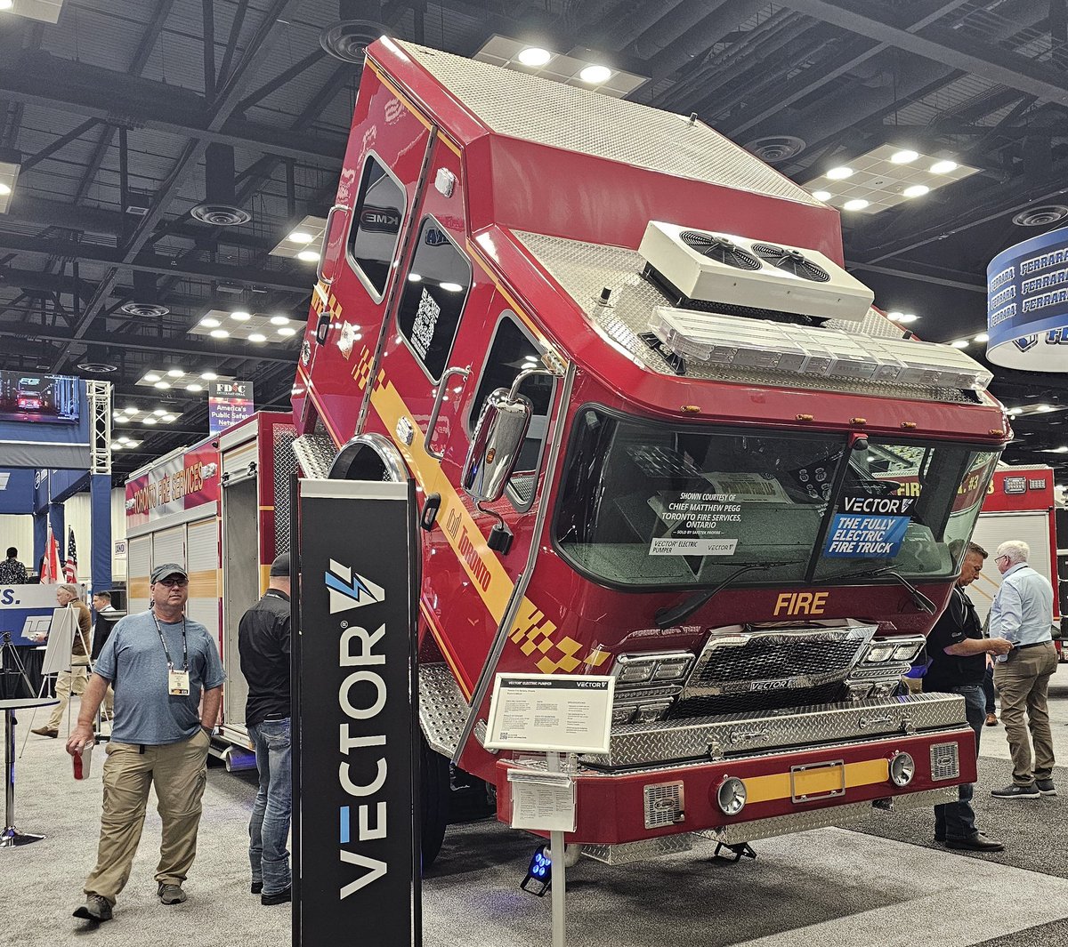 Lots to see and learn at #FDIC2024 including @Toronto_Fire electric fire truck.