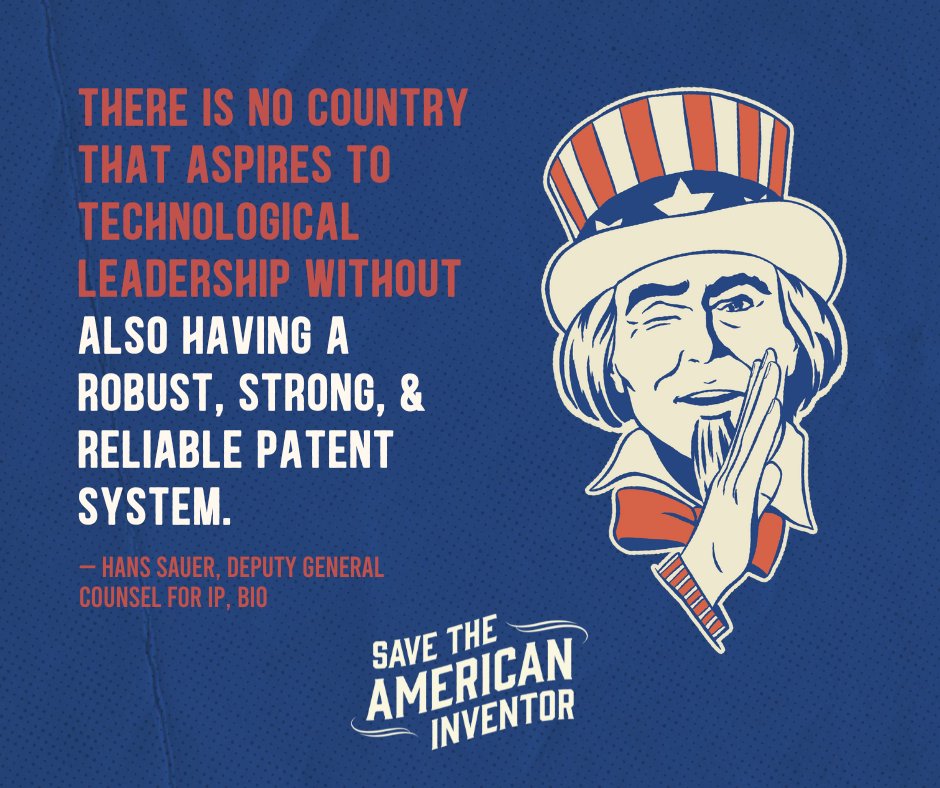 The patent system has transformed our nation by creating job opportunities, economic prosperity & competitive advantage — making the U.S. a global leader 🌎💡 Learn more about #SaveTheInventor & the fight to improve patent laws: savetheinventor.com