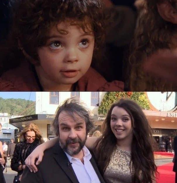 A filha de Peter Jackson era um dos pequenos hobbits ouvindo a história de Bilbo sobre os 3 trolls na comemoração de seu 111º aniversário.