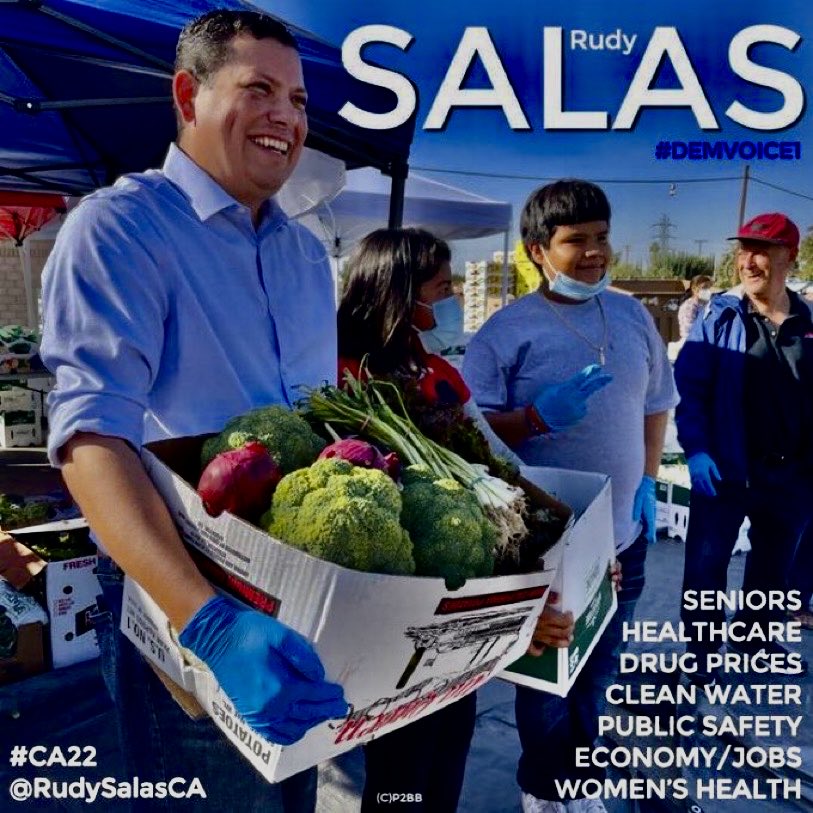 Peeps💙California Deserves Someone Who Actually Cares ForThem!Rudy Has A Proven Record As A Legislator Giving Support In,Women’s Healthcare,Protecting Seniors &Families! Vote Rudy Salas For Congress #CA22 Where He Can Make An Impact InThe Lives Of Millions Of Americans #DemVoice1