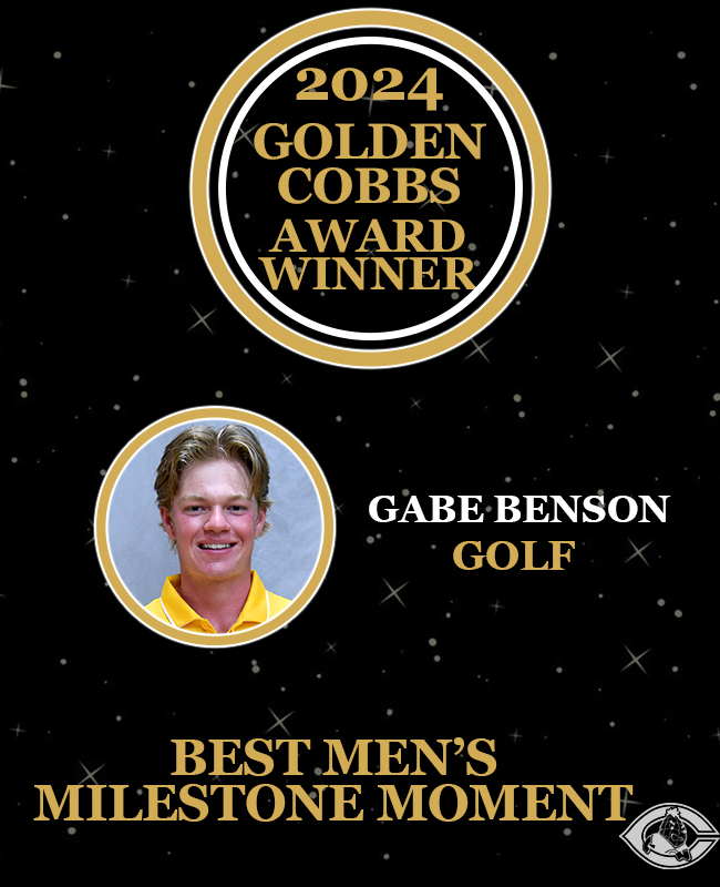 Golfer Gabe Benson wins Best Men's Milestone Moment for his win at the MIAC Championship Meet. Benson was only the second Cobber to ever win the MIAC Championship. Congrats Gabe! #GoldenCobbs