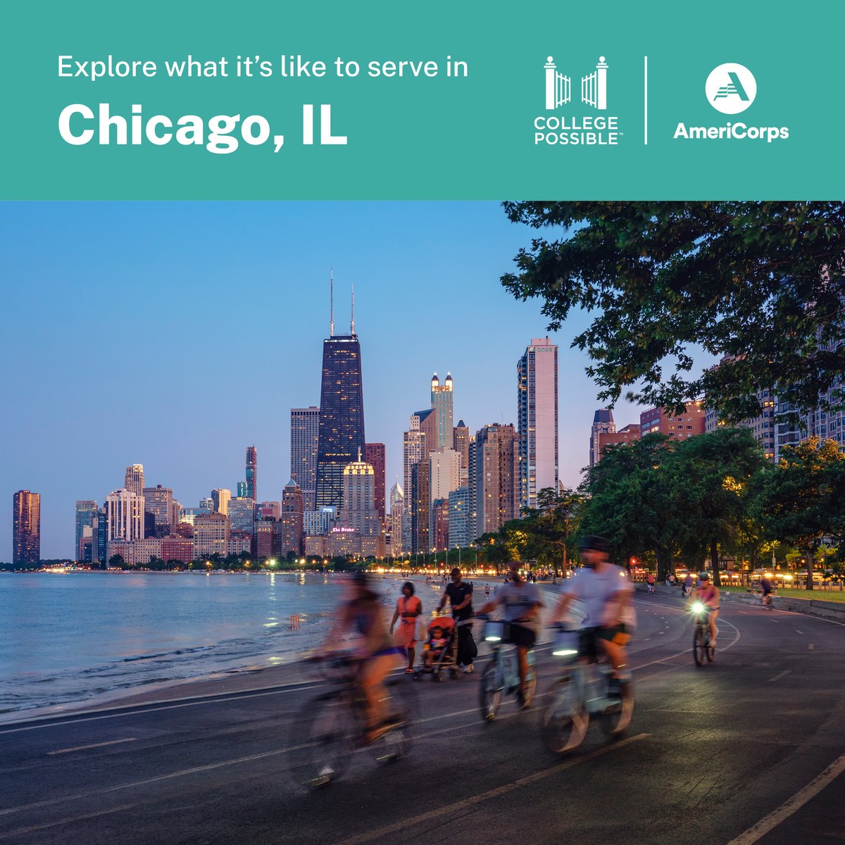 Considering @AmeriCorps service with @CollPossibleCHI? Check out how our coaches get to their service site, and enjoy their free time! From the scoop on which CTA line to take, to the Lakefront Trail, we cover it all in our Chicago site profile: bit.ly/3wWzxMU