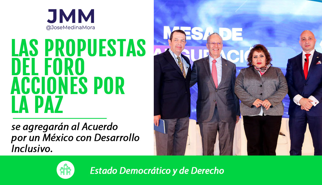 JoseMedinaMora's tweet photo. En COPARMEX, queremos un México con seguridad, justicia y paz, por eso creamos “Acciones por la Paz, foro para una Estrategia de Seguridad Nacional en México 2024”, que fomenta el diálogo y el acuerdo para el bien común. Se escucharon las voces de mujeres, especialistas, periodistas, victimas y de la Sociedad Civil.

#JMM #Unidad