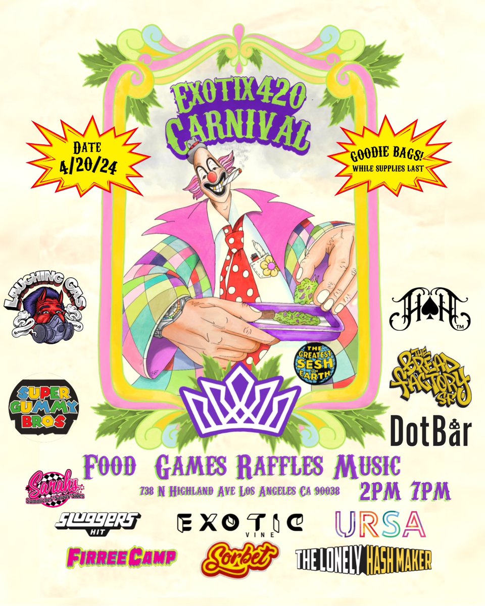 ExotixHollywood's tweet photo. 4-20-24, See you there 🎡 https://t.co/XsR1ZWgLQ7