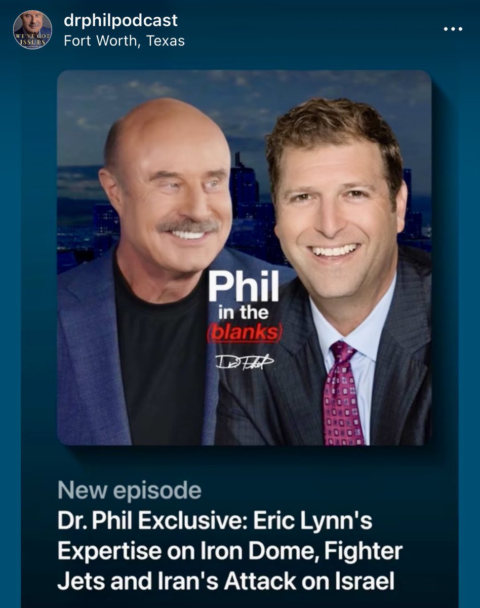 Honored to be interviewed by Dr Phil on the Middle East and the US-Israel Counter-Missile Defense that succeeded in intercepting Iran’s attack on Israel.