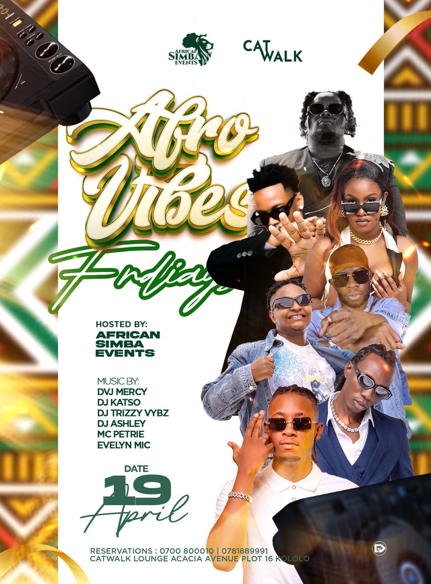 Afro vibes Fridays its we out night melodies by @djkatso , @dvjmercypro , @djay_trizzy_vybz , @ashley_deejay , @iampetriemc , @evelyn_mic_ hosted by @africansimbaevents