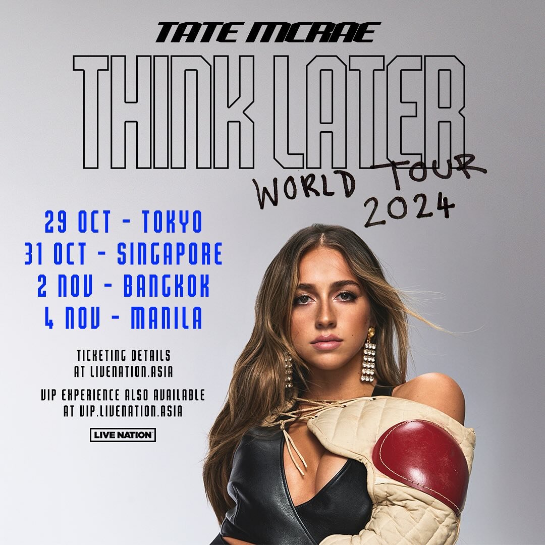 Tate Mcrae will bring her first ever Asia tour to Tokyo, Singapore, Bangkok, and Manila this October and November. 🔥