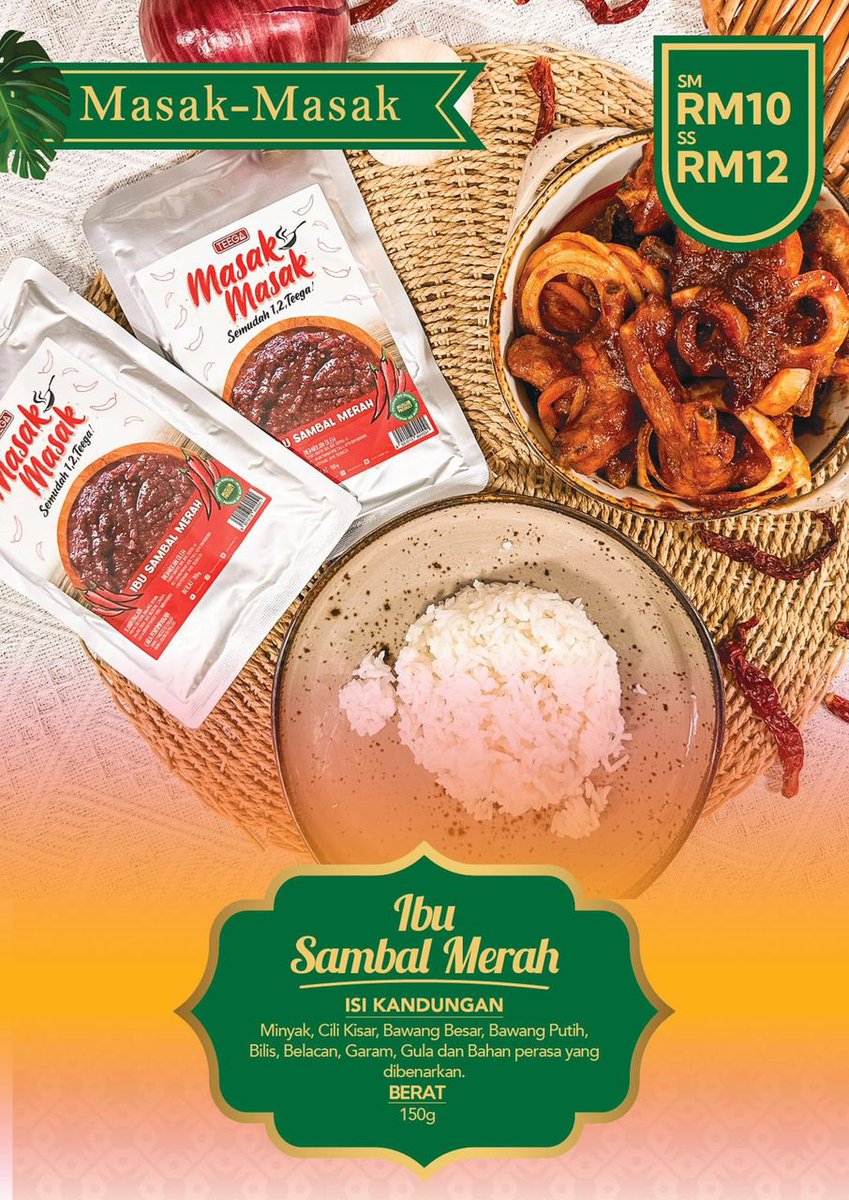 myteamkit's tweet image. ZAS ZAS ZAS SIAP‼️
.
Haa, ni lah tools mak mak heheh. Senang sangat kan? Nak masak lepas ni, mudah. 
.
Tahutahu dah siap hidang atas meja. Tak perlu tumis lama lama dah.
.
Jom pm tepi 😆.
wasap.my/60108325100/Ib…
.
#sambalmerah #teegahouseofsnack #teegasambal