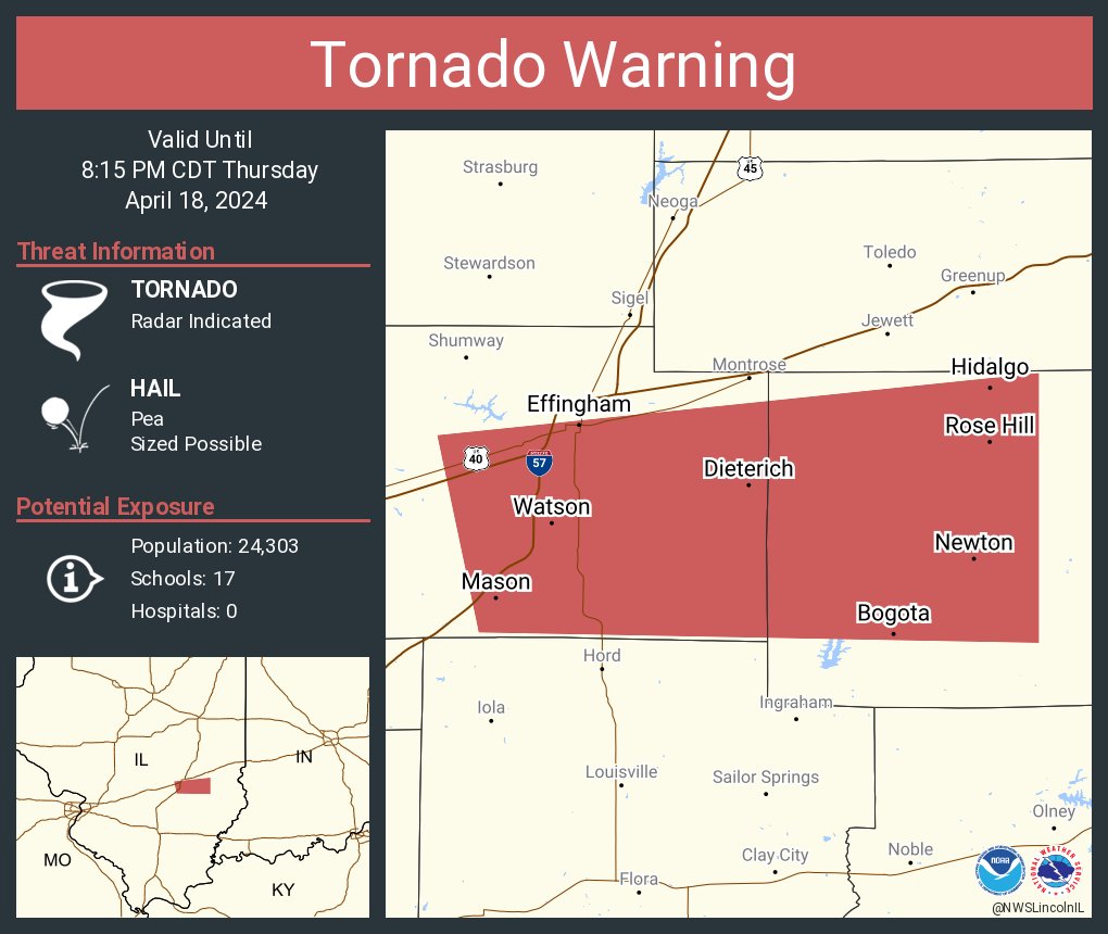 Tornado Warning including Effingham IL, Newton IL and Watson IL until 8:15 PM CDT