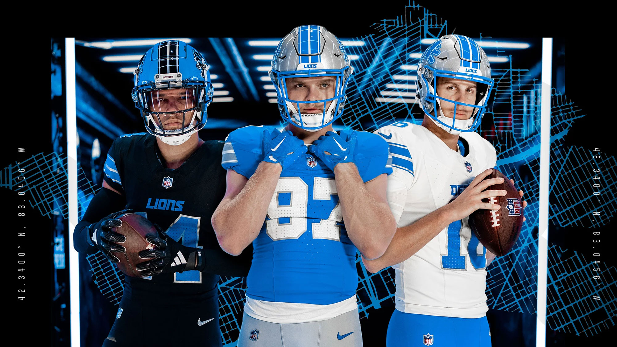 SportsLogos.Net on X They re real and they re spectacular. The Detroit Lions have officially unveiled their new uniforms including a new blue and black helmet. The full details and a tonne of pics