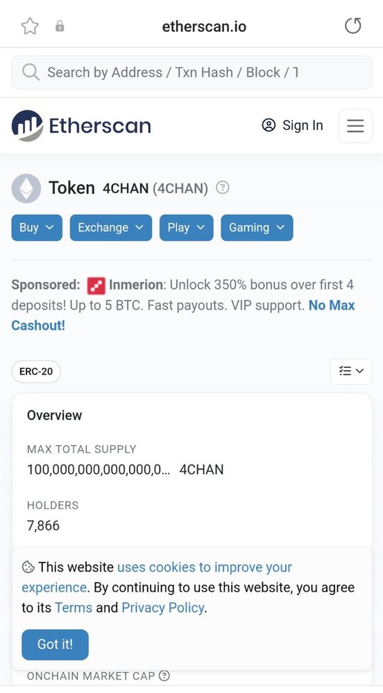 Holders count 7,866, exactly 50 more #4ChanArmy in a day ain't bad. #4chan🍀 is how #Bitcoin  was. #4chan🍀 is teh home of memes. going up hard, nd it'll go harder in teh #bullrun. #4chan🍀is the one☝.💯 ... treat yourself with a bag of #4chan🍀 nd be one of the smarter ones!👐