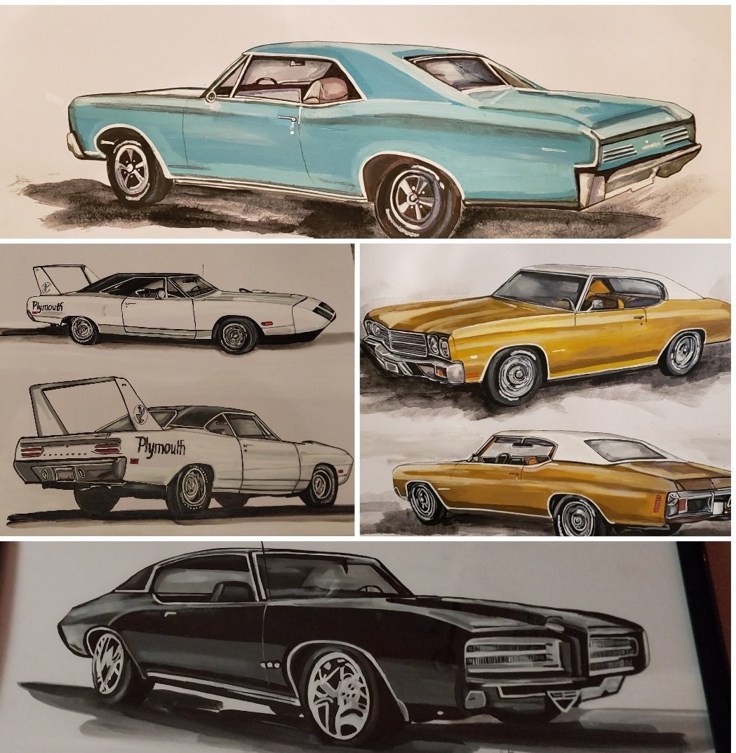 Happy Thursday yall! Here are some of my car paintings I have done for people on Twitter and Facebook of their amazing rides 😎