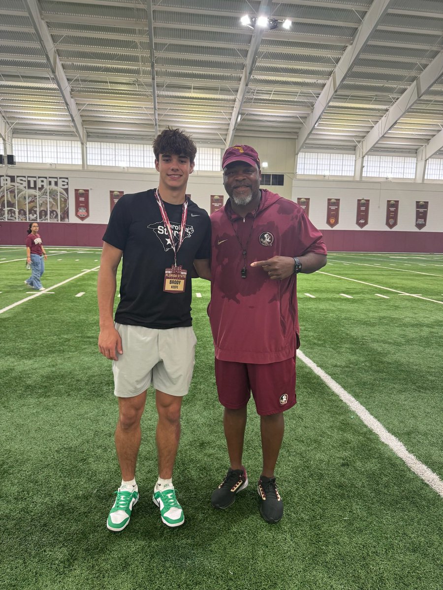 BrodyHKeefe's tweet photo. Honored to receive an offer from @Coach_Norvell to play for the @FSUFootball Seminoles! Thank you to @r81dugans and @_DJDaniels for a great day-this is a special place! Go Noles! @myersparkfball @coachjames29 @mauriceharris03 @CarolinaStarsFB https://t.co/MyIPXDF3uo