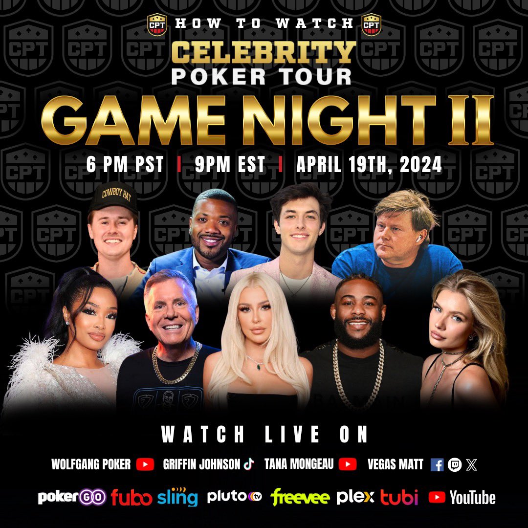 Here are all the ways to watch CPT Game Night II! Tune in tomorrow at 6 PM PST on @PokerGo's YouTube or one of the the available platforms to watch the action unfold!