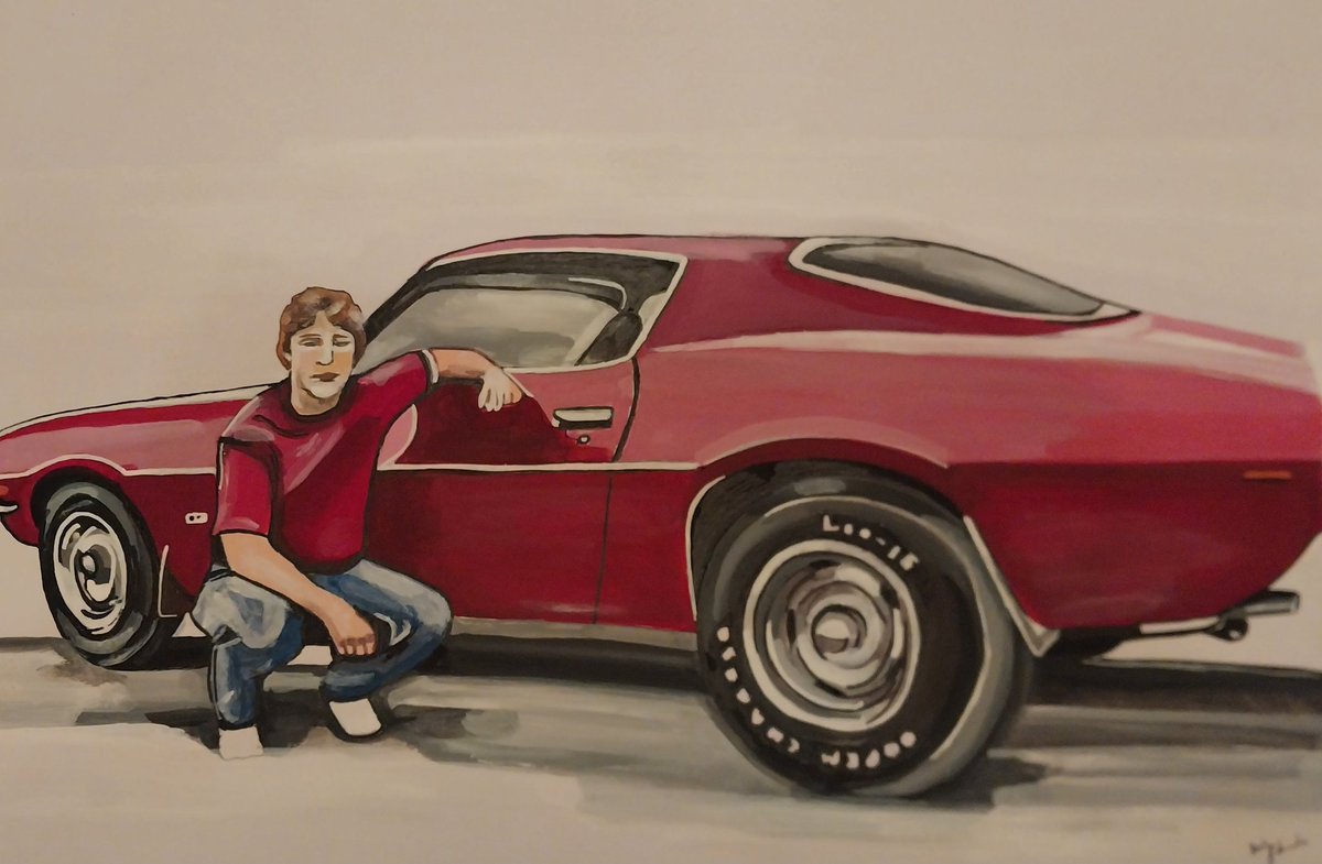 Have a great evening 😀 here is a painting I did for someone on Facebook of them with their first car 🚗