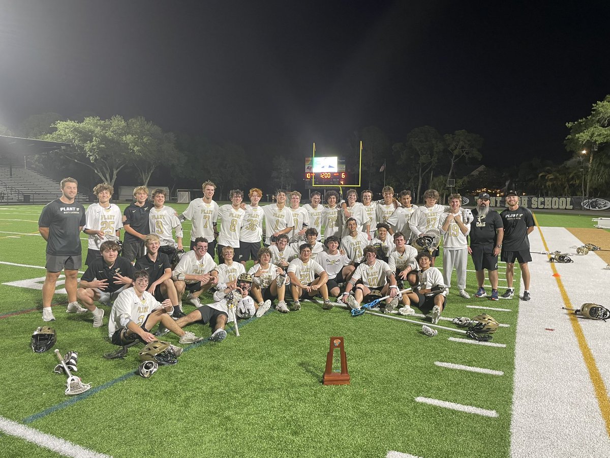 PlantHighSchool's tweet photo. 2A District CHAMPS!!!! The boys get it done. 10-6 Final over Newsome. Go Panthers! @PlantLacrosse 💛🖤🐾 @phsathleticfdn @HBPlantAthletic https://t.co/ts2MfXyX0M