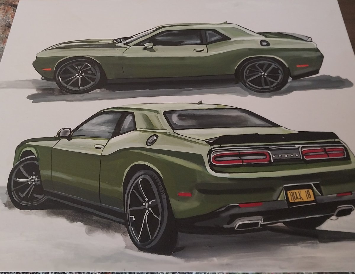 Happy Thursday 😊 here is a painting I did for someone of their bad ass challenger 😎before the painting was framed.