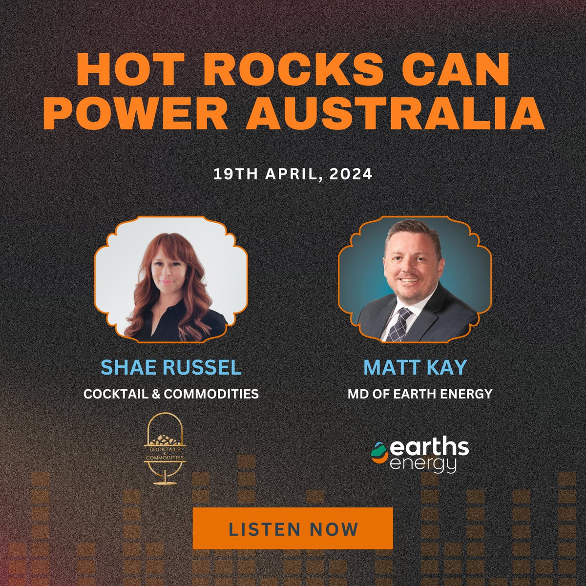 EarthsEnergyASX's tweet photo. Our MD Matt Kay joined @shaearussell on @Cktails_commods to explain how Australia can adopt #geothermalenergy despite not being on the ring of fire, why our projects are in ‘mining central’, &amp; how #geothermal could eventually surpass nuclear energy: https://t.co/1EwtJBee2U

#EE1 https://t.co/mo1l4dpj2f