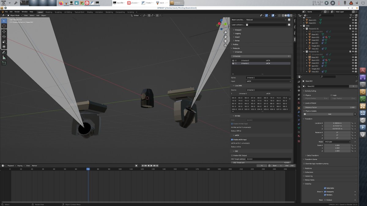 UPBGE + BlenderDMX が結構面白い感じ。

#b3d #upbge #dmx512 #sacn