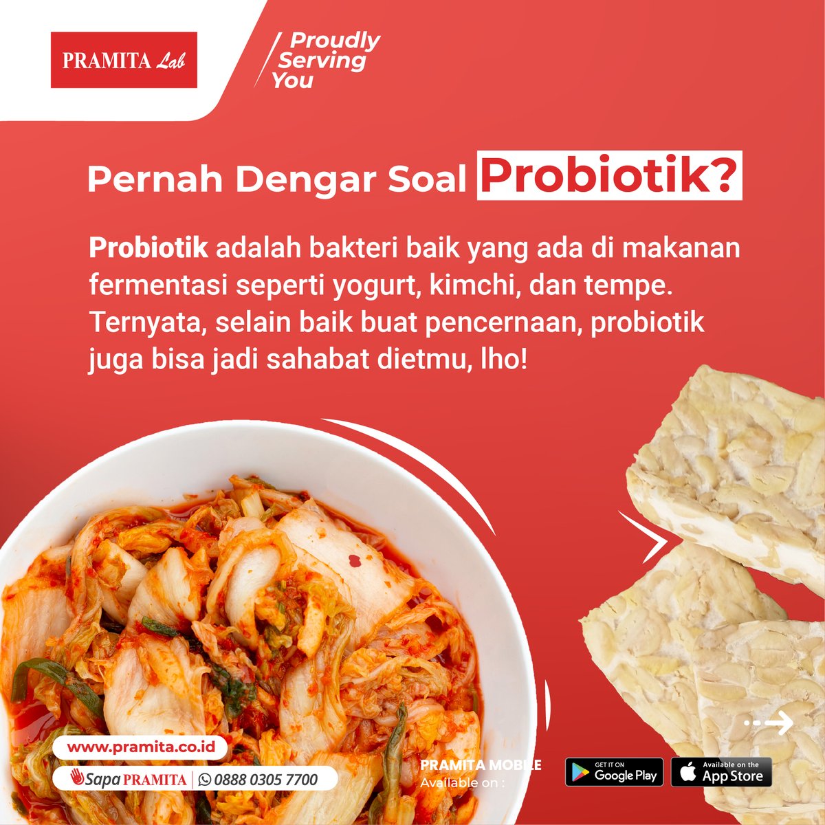 pramitalab_id's tweet image. Siapa di sini yang sudah kenal sama probiotik? Yup, bakteri baik ini bisa banget jadi sahabatmu dalam perjalanan diet! Jangan remehkan kekuatan probiotik, terutama si Lactobacillus yang bisa bantu ngecilin lemak tubuh loh
#Milenial #Probiotik #DietSehat #MakananFermentasi