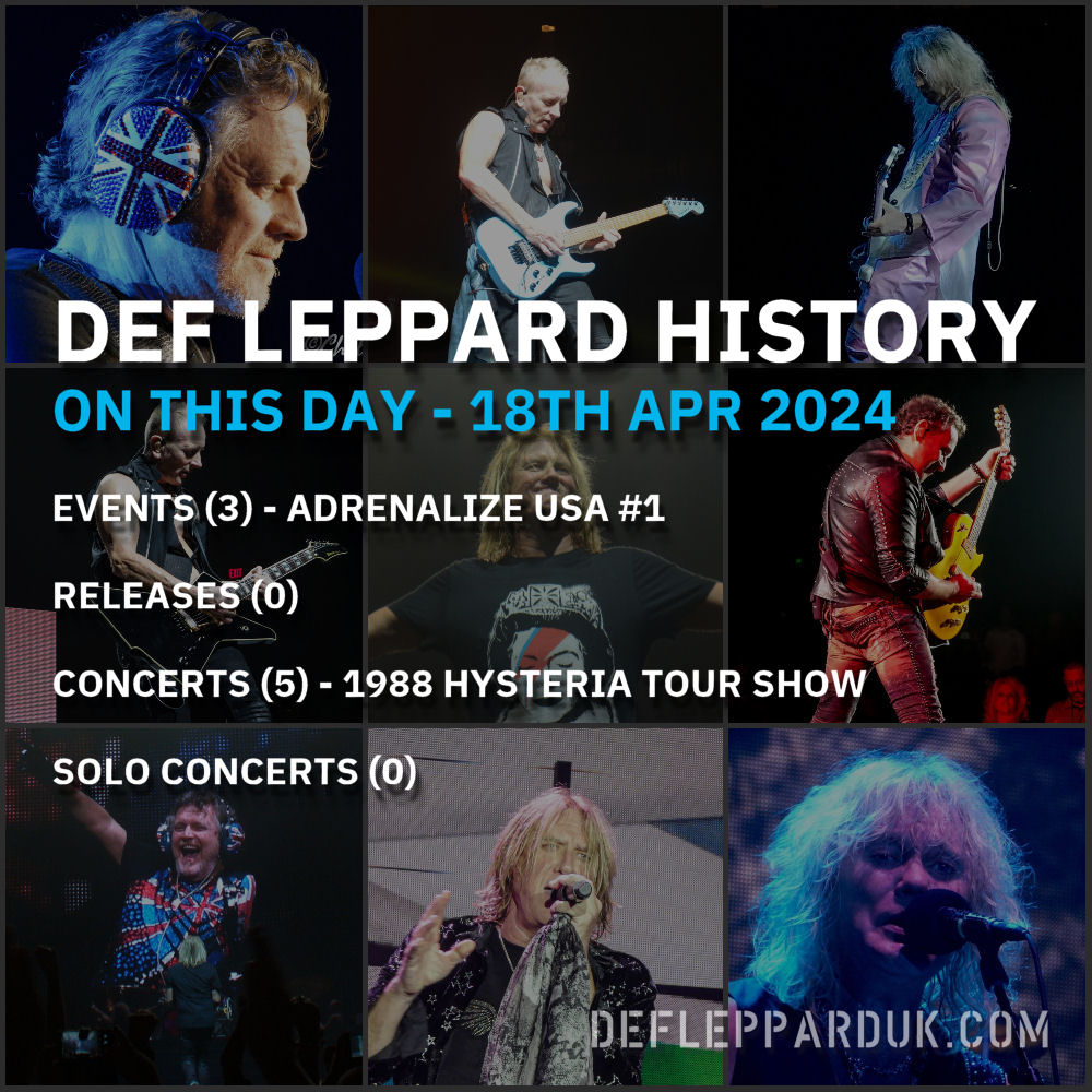 On This Day In #DEFLEPPARD History - 18th April #TBT #pyromania #hysteria #adrenalize #slang #defleppard2015 #rsd #dltourhistory #onthisday On This Day in Def Leppard History - 18th April, the following concerts and events took place. deflepparduk.com/on-this-day-18…