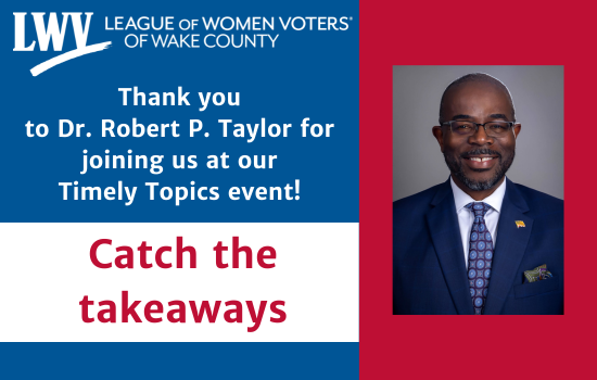 It was wonderful to hear from Dr. Taylor, the new Superintendent of Schools of Wake County, at our Timely Topics event. Head to our Facebook for key takeaways and take action with us to lead change in our community by joining our Education Committee: tinyurl.com/2a28m38k