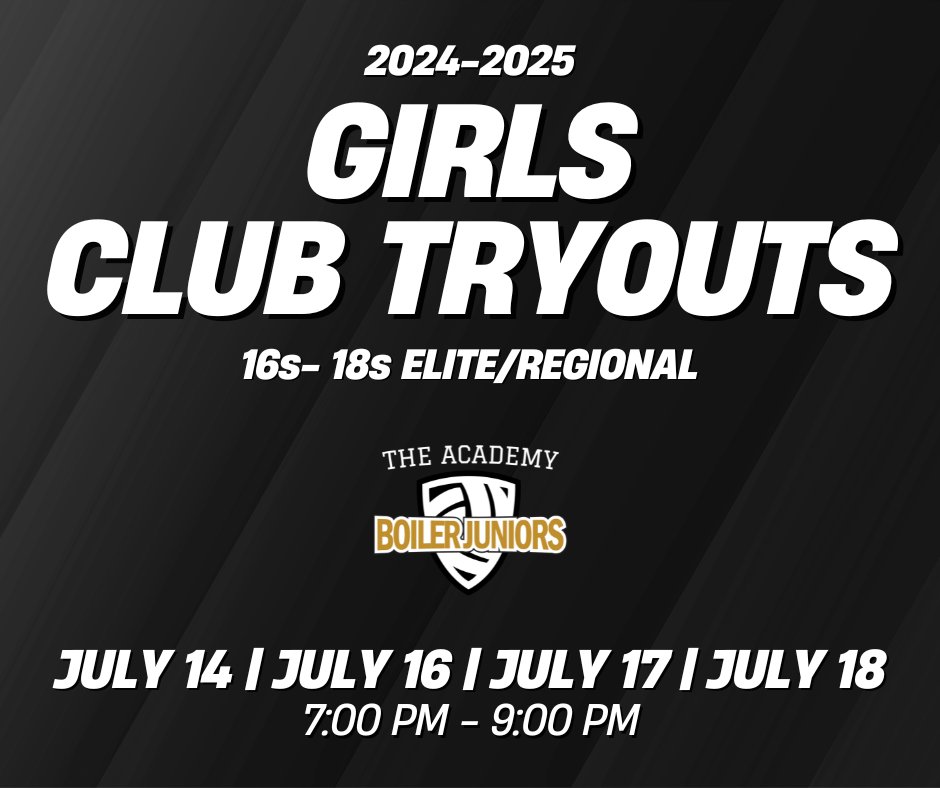 Get that calendar out, we've got Girls Club Tryout dates for the 16s-18s, Elite/Regional age groups! 📆 Tryouts for all 10s-15s, 16 NT will remain in the fall, dates coming soon! Registration for all tryouts will open May 1. Learn more at boilerjuniorsvb.com/tryouts!