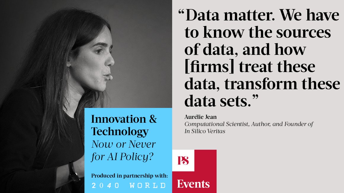 At our recent #AIPolicy event, @Aurelie_JEAN argued that, while transparency has often been discussed with regard to algorithms, it is also – and perhaps more – important when it comes to data. Watch the event now: bit.ly/3TtDMXO @2040WorldX #AIRevolutions #PSEvents