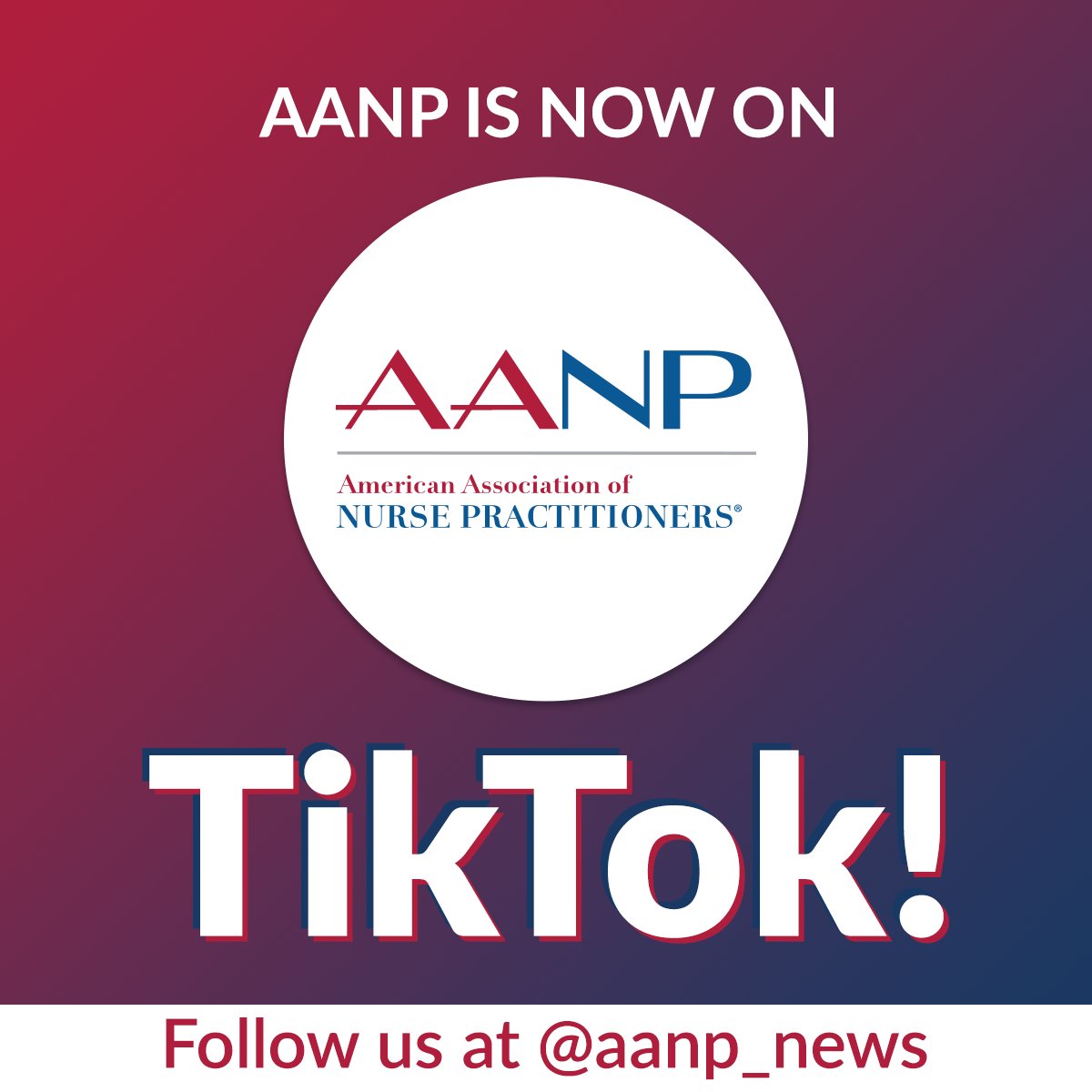 AANP is now on TikTok! Follow us at aanp_news for inspiring NP testimonies, exclusive video content and more! Watch now: bit.ly/aanp_tiktok. #NPsLead
