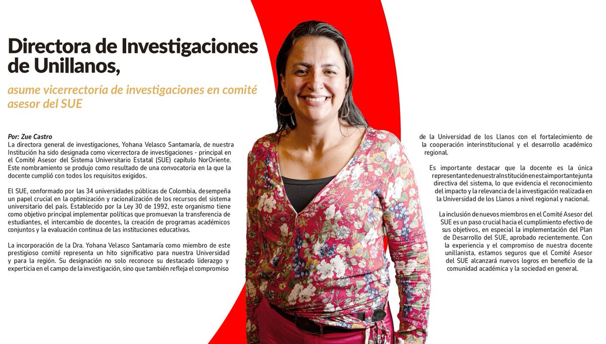 ymvelascos's tweet photo. Les comparto con alegría y orgullo que he sido designada como representante principal de los Vicerrectores de #investigación ante el #SUE (Sistema Universitario Estatal). #OrgulloUnillanos https://t.co/GZyXEK4q0M