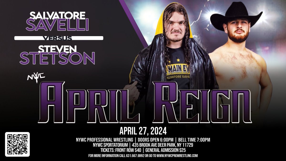 The New Jersey Cowboy @Steven_Stetson_ returns to New York Wrestling Connection to take on @SalSavelli! Tickets available at nywcprowrestling.com