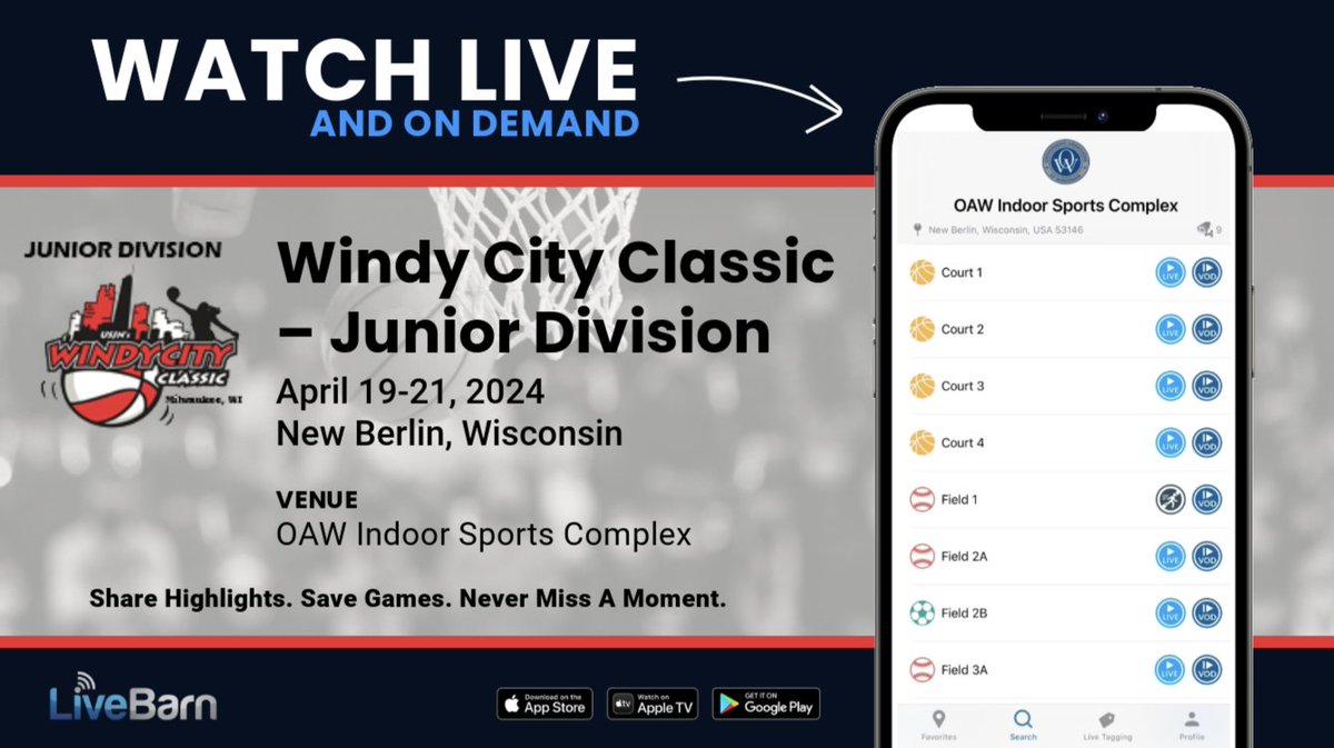 The Windy City Classic – Junior Division Tournament, presented by USJN Basketball, begins tomorrow in Wisconsin! 🏀

Can't make it to the court? We are streaming games throughout the weekend. Watch live or on-demand for 30 days, and don't forget to submit your highlights! 🎥