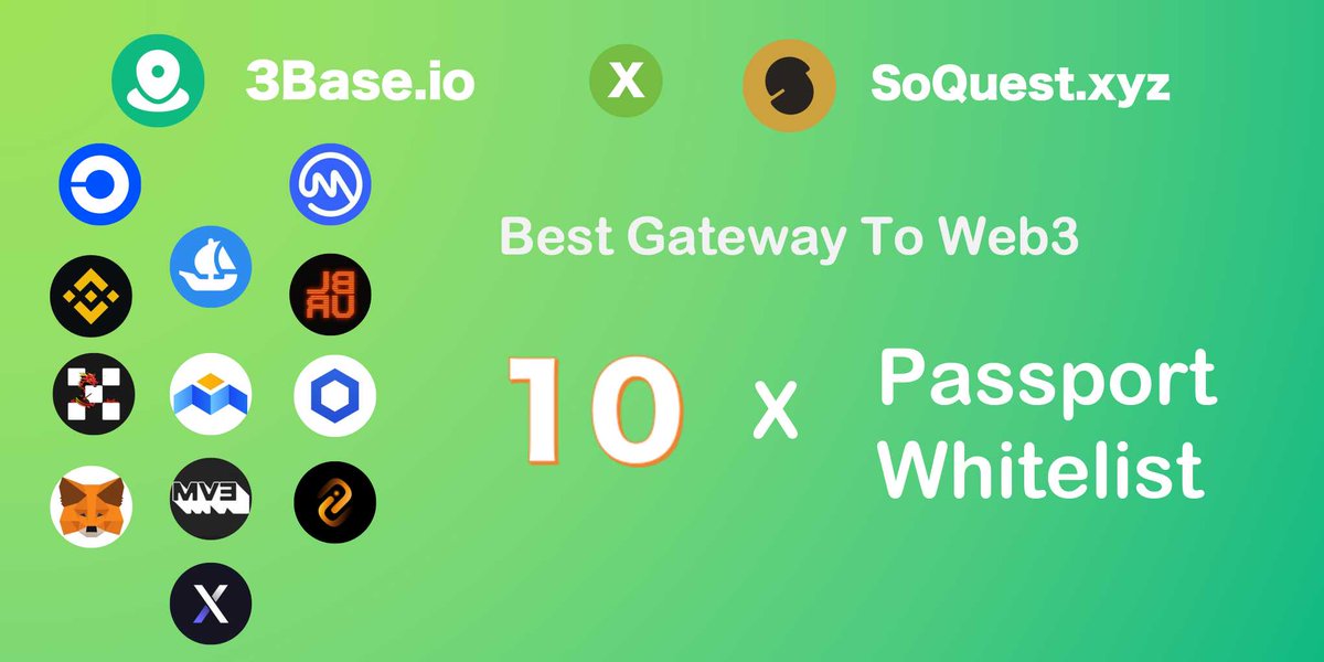 🚀 Get ready for the launch of 3Base Boost! 🎉 Excited to announce the upcoming release of your very own Personal DAppStore! 🌟 We've got 10 exclusive 3Base Passports up for grabs! 🔥 Click to join and secure yours now! 👉 soquest.xyz/space/3Base/ca…