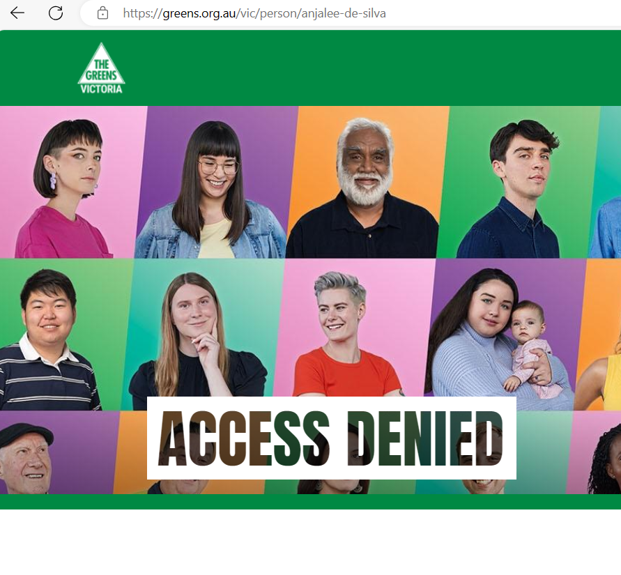 CJMurrumbeena's tweet photo. Weird how the @VictorianGreens still have not announced Cr Josh Fergeus and Cr Anjalee De Silva are no longer in the party.
Although they've closed Fergeus's web page
https://t.co/JWqDqOOLwC
And De Silva's web page
https://t.co/dpcdcaI8SF https://t.co/5VsRoUe1Os