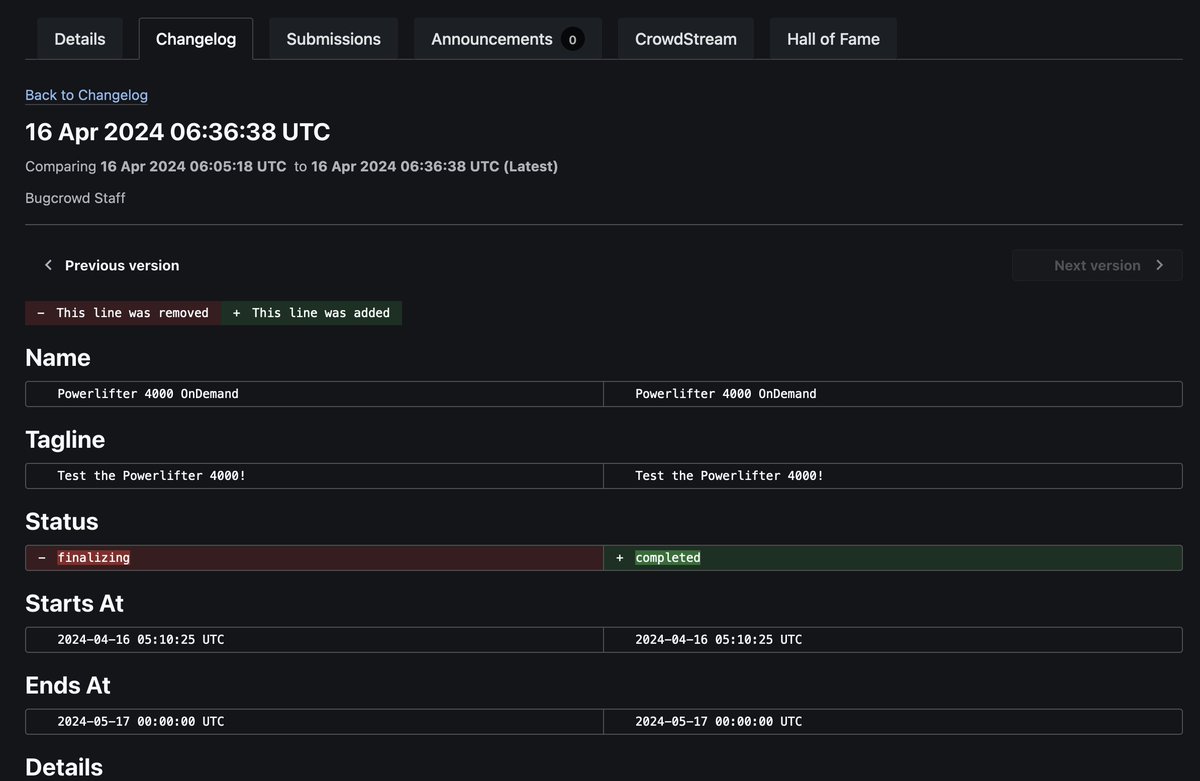 One of the challenges that comes up in support <a href="/Bugcrowd/">bugcrowd</a>: briefs changing while submissions are pending, which caused scope misunderstandings.

Going forward, hackers, customers, and triagers will have access to the original brief at the time of submission. Additionally, we're