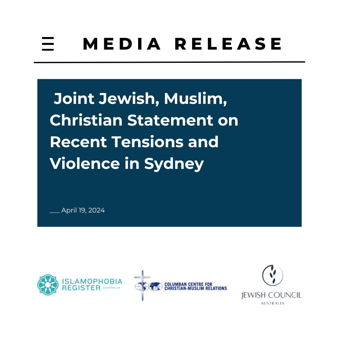 MEDIA STATEMENT: Joint Jewish, Muslim, Christian Statement on Recent Tensions and Violence in Sydney Read more here: jewishcouncil.com.au/media/joint-je…