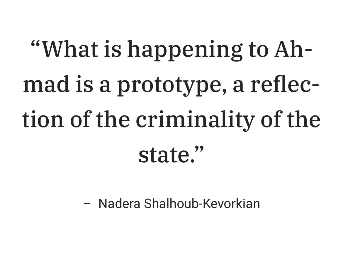 Israel took Professor Nadera Shalhoub/Kevorkian captive. Here’s a piece (see link below) I did in an interview with her in 2022 on the concept of “un-childing” Palestinian kids. She is a voice of compassion, intelligence, and unwavering love to protect the future. FREE ALL