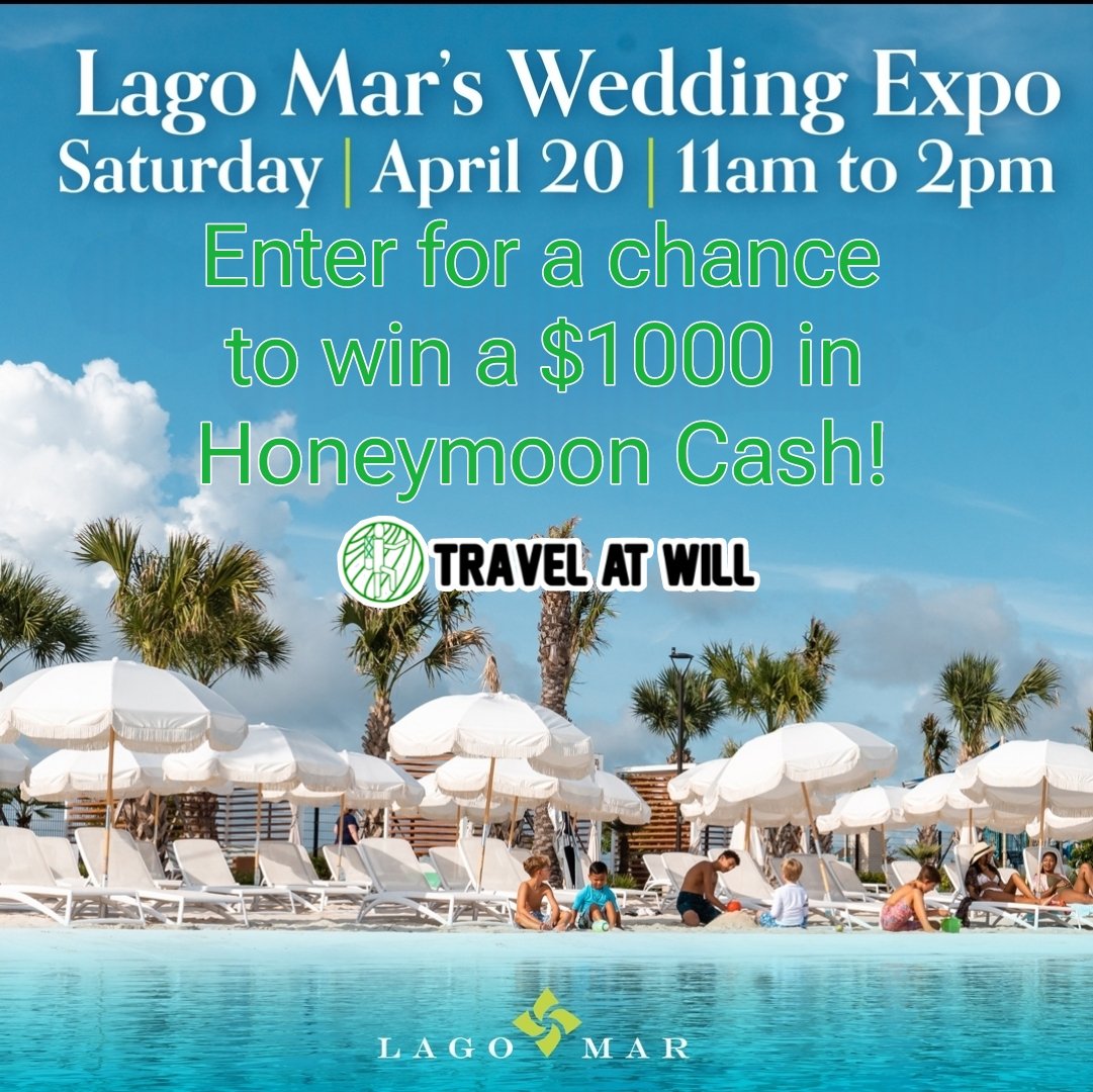 Come see us at Lago Mar Lagoon on Saturday! #i_travel_at_will #travel_at_will #lagomar #Texascity #Honeymoon #destinationwedding #travelagency