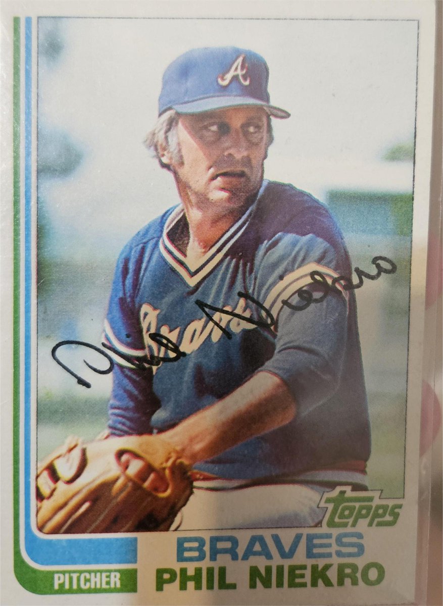 Phil Niekro card of the Day.  1982 Topps #185. All Cards are from my personal collection,. #Philniekro #Topps #baseballcards #Atlantabraves #Newyorkyankees #ClevelandIndians #Torontobluejays #HOF