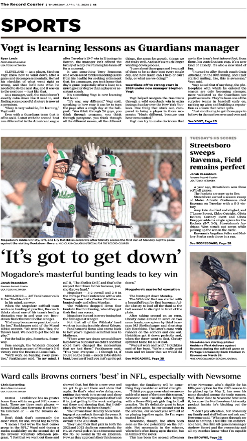 The Mogadore softball team, which added a huge PTC win over Southeast today, took over today's <a href="/RecordPub/">Record-Courier</a> front page!

@MogAthletics <a href="/Moggysoftball/">Mogadore Softball</a> <a href="/mog_ath_booster/">Mogadore Athletic Boosters</a>