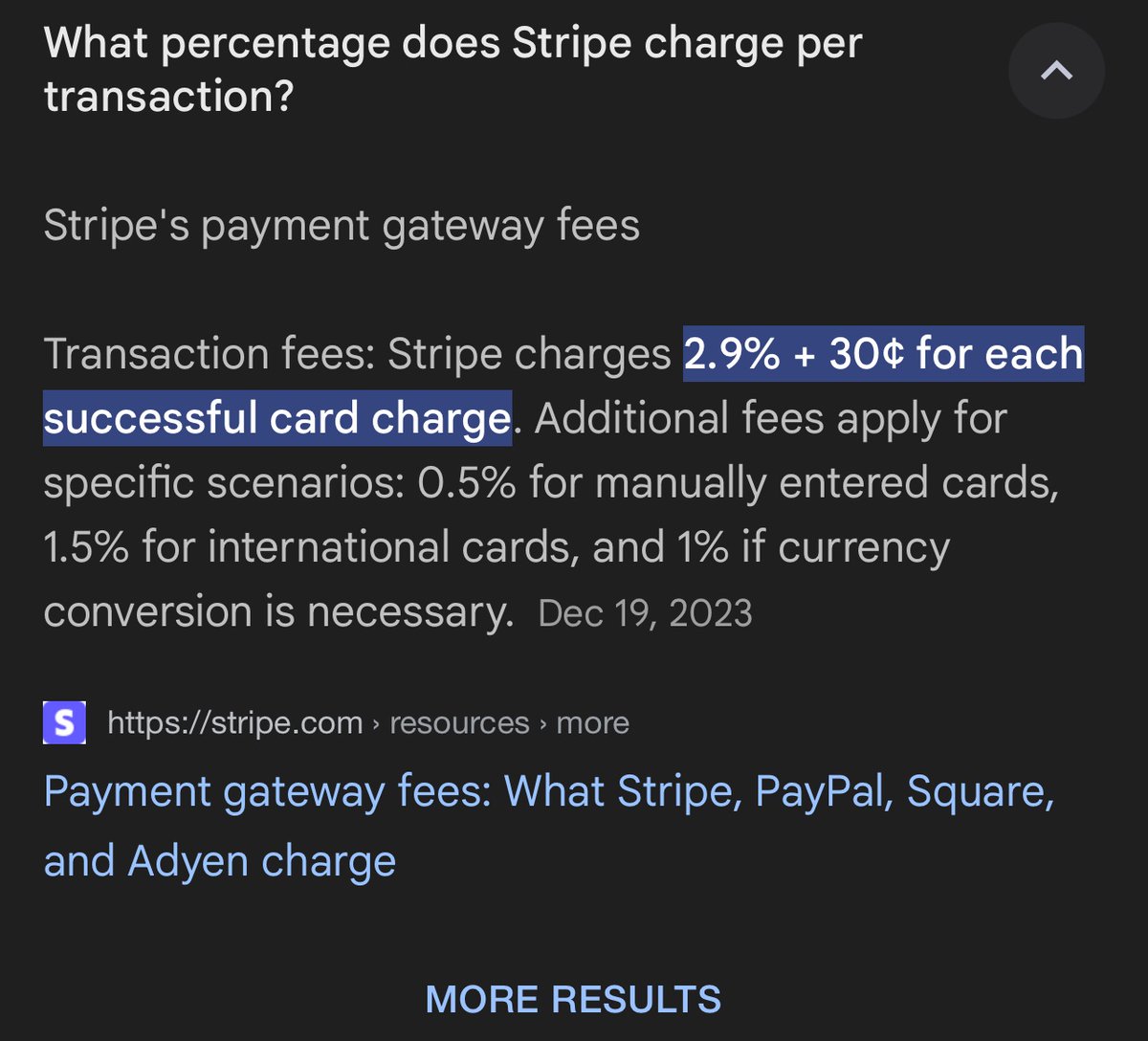 rchase's tweet photo. I was thinking “But how? It’s 2.9% + .30 per transaction”

Actually 60% of our revenue comes from outside the US which means 2.9% + .30 + 1.5% for international card + sometimes 1% for currency conversion = potentially 5.4% + .30 fees on 60% of our revenue https://t.co/zAeo9iPj2h