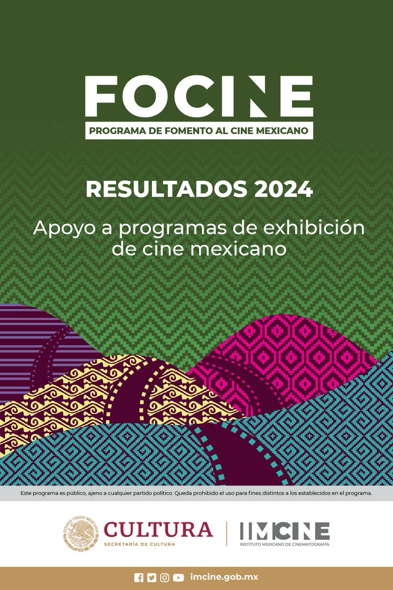 📣Te compartimos resultados de la convocatoria Apoyo a programas de exhibición de cine mexicano, de #Focine 2024. 👉imcine.gob.mx/media/2024/4/r…