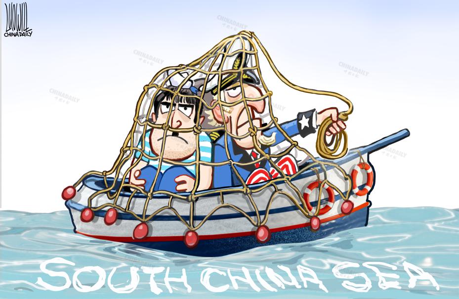 #ChinaDailyCartoon Trapped at sea #SouthChinaSea