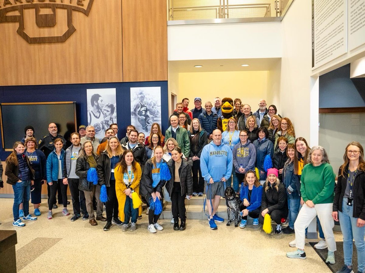 PresLovell's tweet photo. 🎗️ Thankful to the Marquette community for joining us this morning as we kicked off the Fit2Be Cancer Free Challenge at the Al McGuire Center. #LovellStrong https://t.co/hd5G91KcGt
