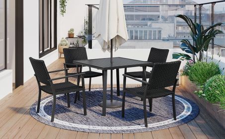 Dine under the sun in style!  This 5-piece TOPMAX PE wicker dining set with an umbrella hole seats 4 comfortably.  Durable & weather-resistant, it's perfect for al fresco meals all season long. sunlitbackyardoasis.com/products/view/…
#PatioDining #OutdoorEntertaining #PatioFurnitureSale #patio